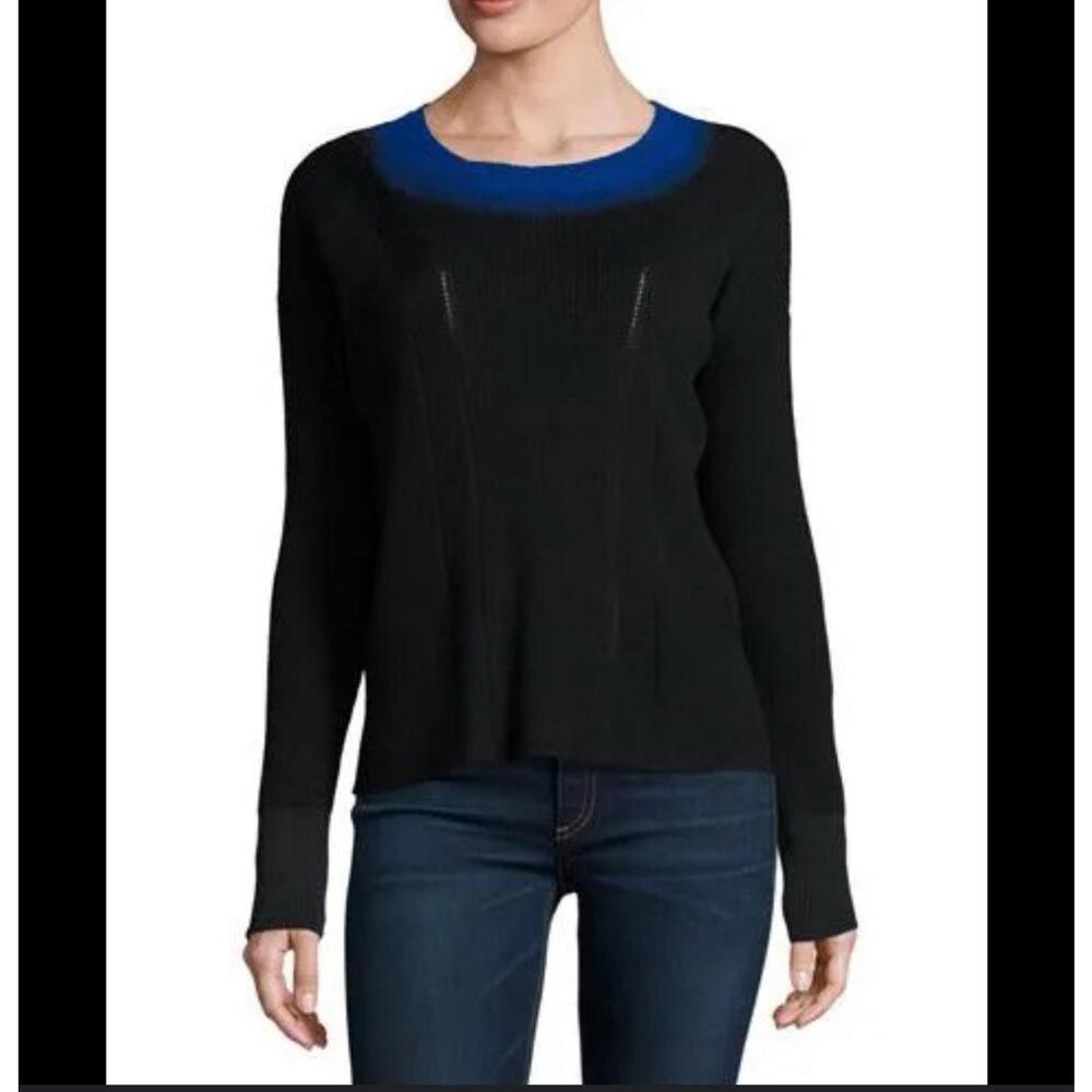 Rag & Bone Black Ombre Lynette Rib Extra Fine Merino Wool Pullover Sweater Small